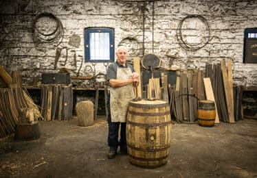 Jameson Distillery, man with barrel