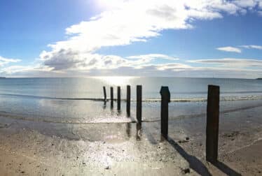Beach with poles