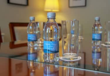 upclose of walter raleigh water bottles